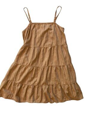 Women's OLD NAVY Striped Flowy Cami Mini Dress Sundress LIGHT BROWN Size Large